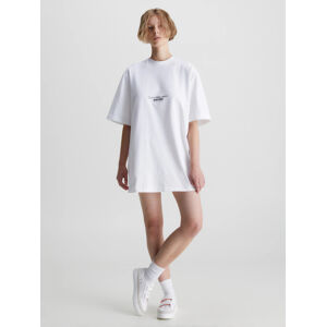 Calvin Klein dámské bílé tričko MOTION FLORAL AW T-SHIRT DRESS - L (YAF)